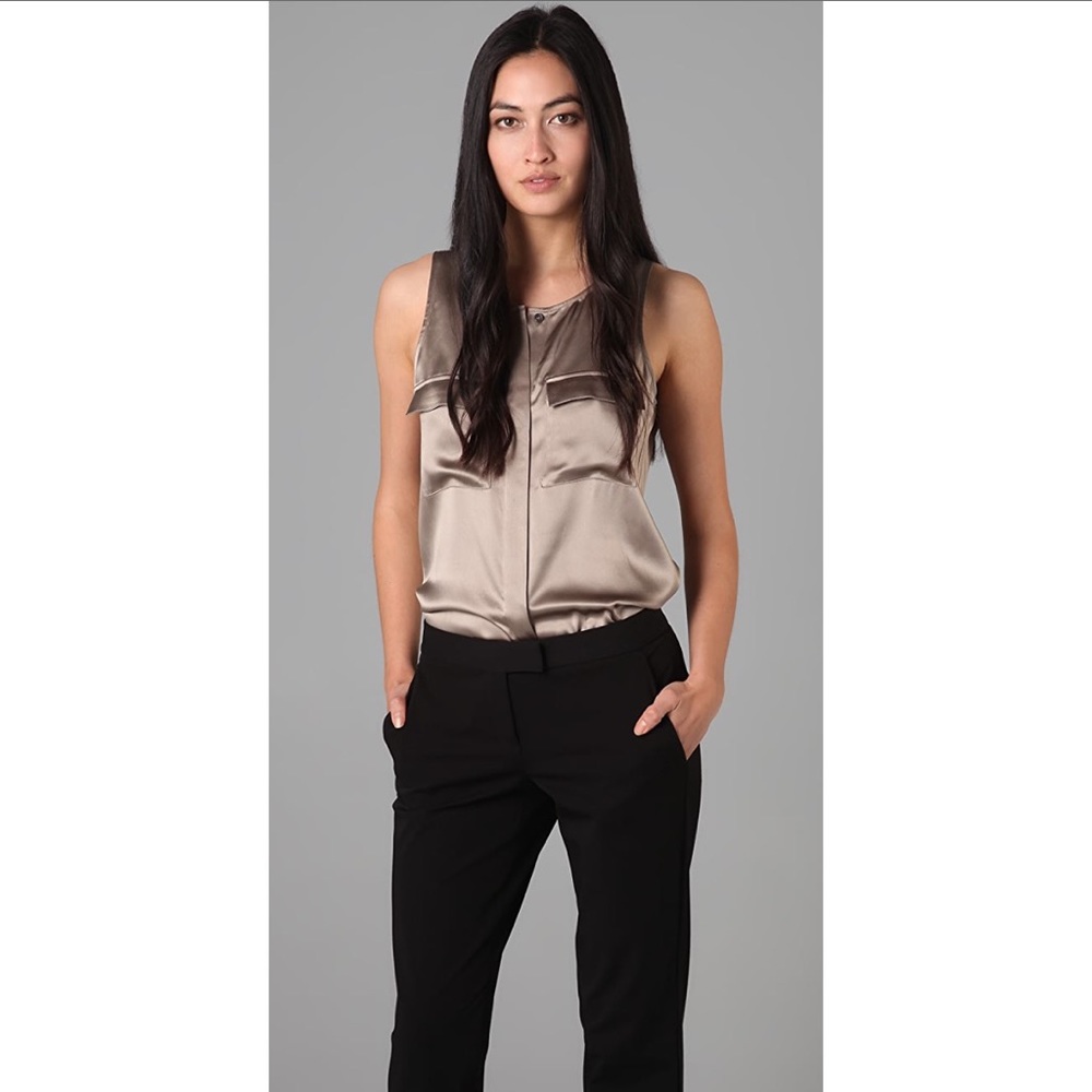 Theory Sabine Sleeveless Silk Pocket Tank